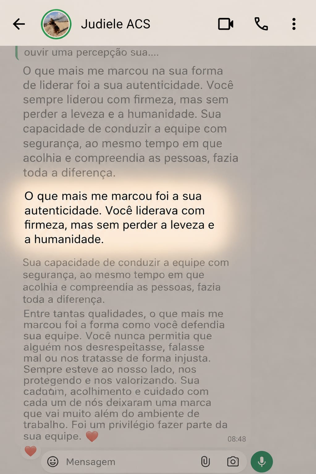 Depoimento de Judiele sobre a liderança de Michele